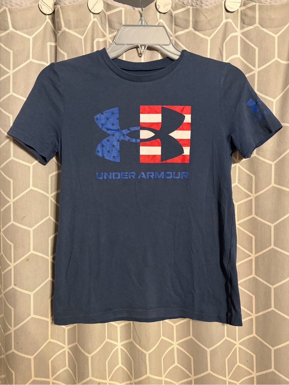 Under Armour Navy Short-Sleeve Crew with American Flag Logo